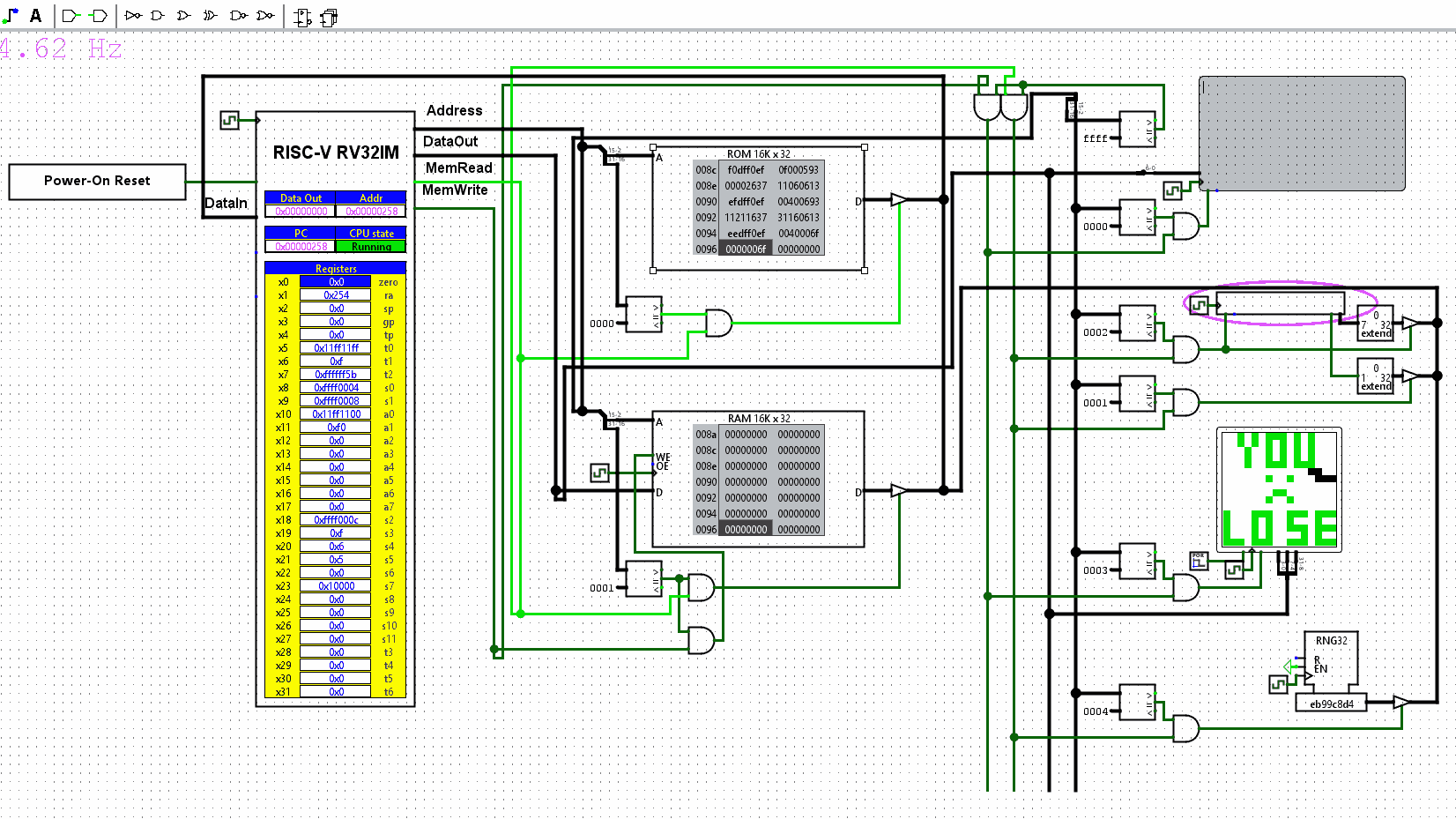 Screenshot of digital computer running snake