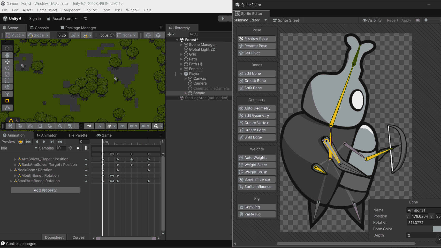 Screenshot of game being edited in Unity Engine